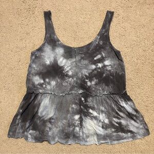 American Eagle Soft & Sexy Grey tie-dye peplum tank top shirt Sz S